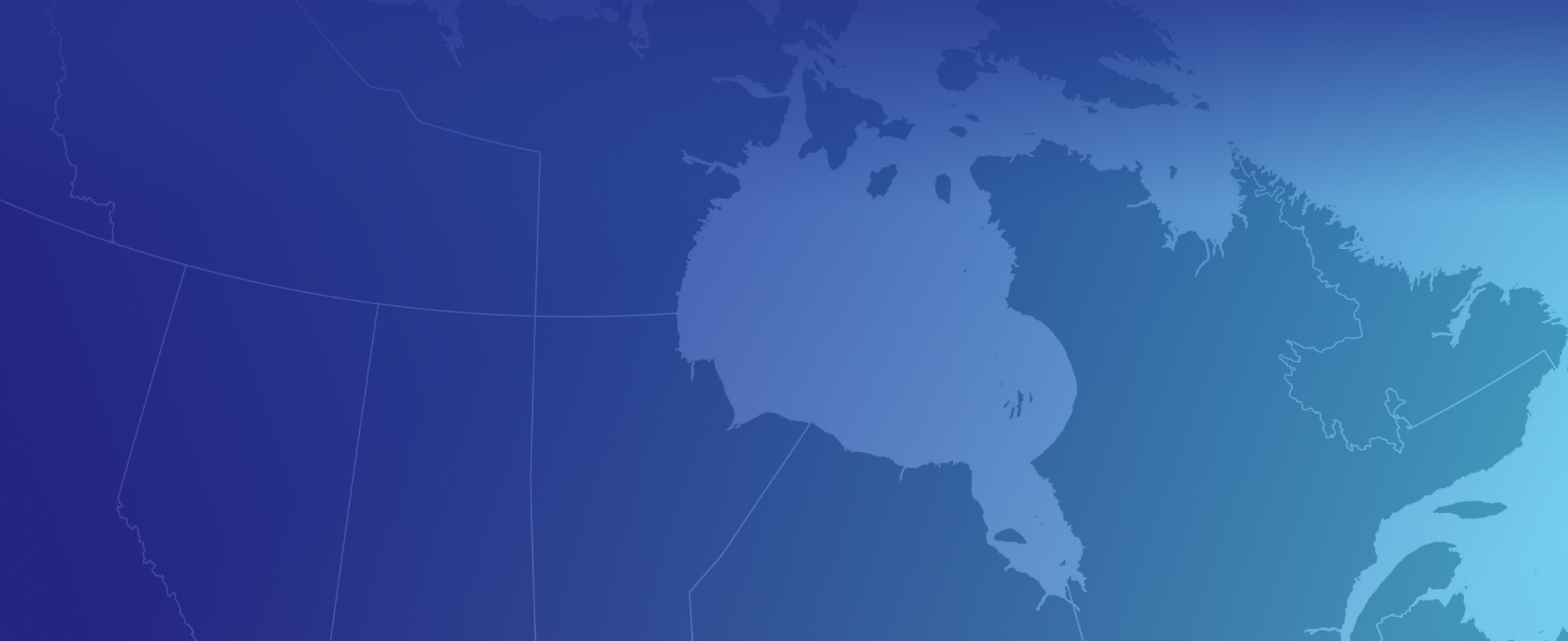 Gradient map banner of Canada highlighting potential destinations for Canadian Preferred Moving.